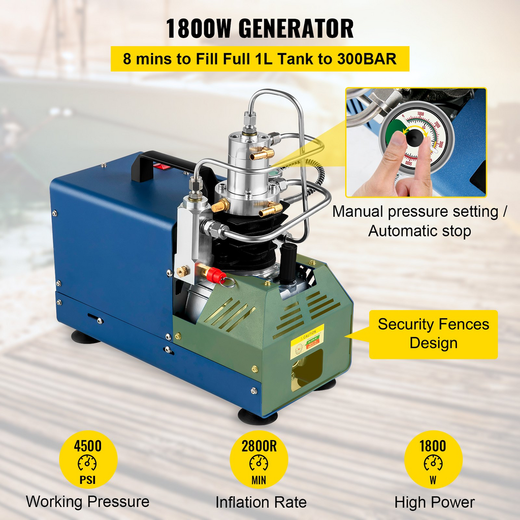 Compresor de alta presión VEVOR 4500 PSI/30 MPA/300 BAR 1800 W y 110 V