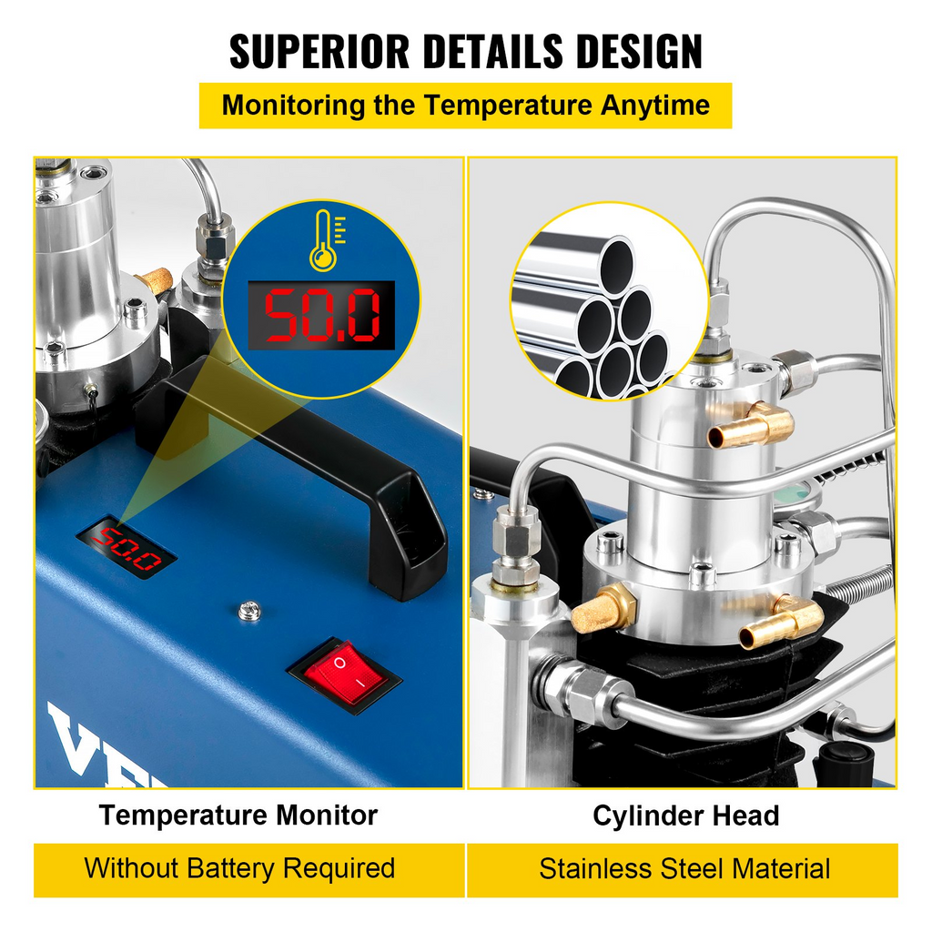 Compresor de alta presión VEVOR 4500 PSI/30 MPA/300 BAR 1800 W y 110 V