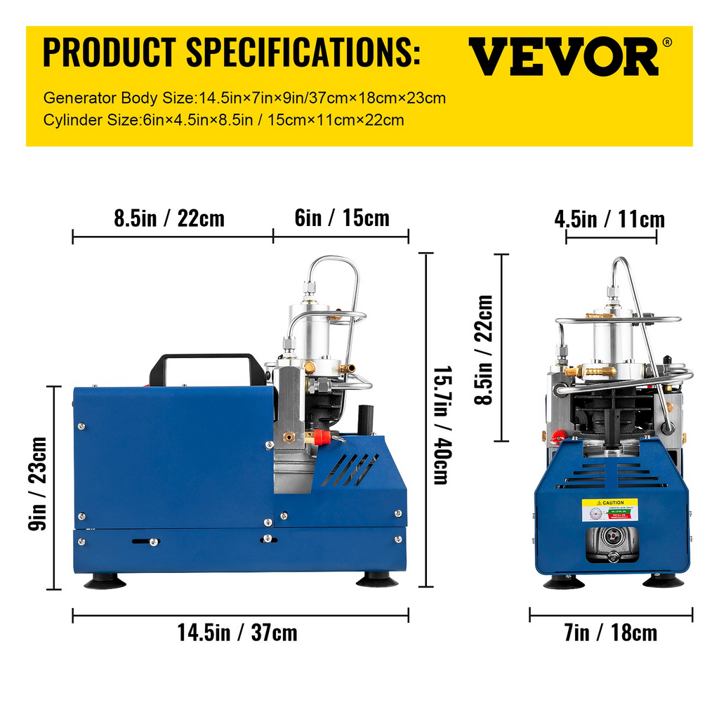 Compresor de alta presión VEVOR 4500 PSI/30 MPA/300 BAR 1800 W y 110 V