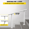 VEVOR Outdoor Stair Railing Kit, 3 FT Handrails 2-3 Steps, Adjustable Angle White Aluminum Stair Hand Rail for The Elderly, Handrails for Outdoor Steps