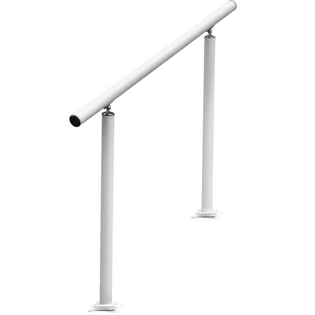 VEVOR Outdoor Stair Railing Kit, 3 FT Handrails 2-3 Steps, Adjustable Angle White Aluminum Stair Hand Rail for The Elderly, Handrails for Outdoor Steps