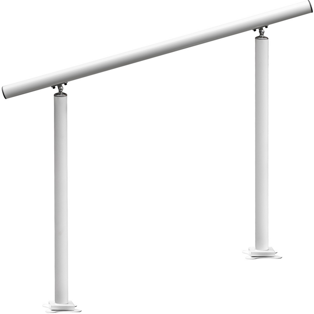 VEVOR Outdoor Stair Railing Kit, 3 FT Handrails 2-3 Steps, Adjustable Angle White Aluminum Stair Hand Rail for The Elderly, Handrails for Outdoor Steps