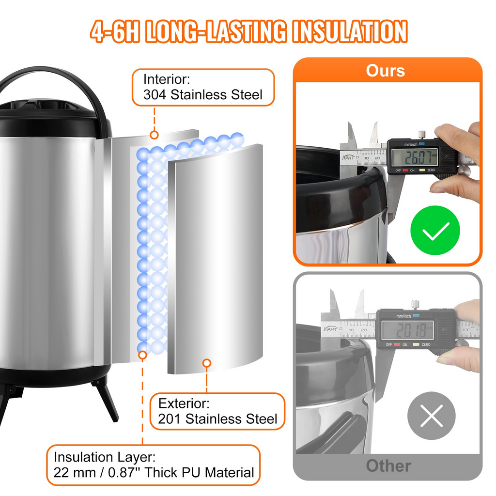 Dispensador de bebidas aislado de acero inoxidable VEVOR 2,4 galones (9,2 litros)