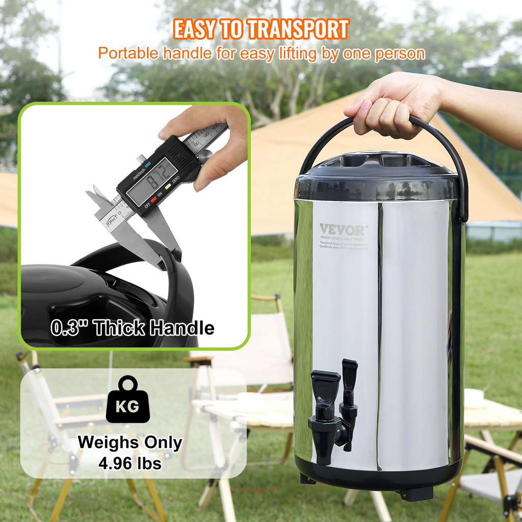 Dispensador de bebidas aislado de acero inoxidable VEVOR 2,4 galones (9,2 litros)