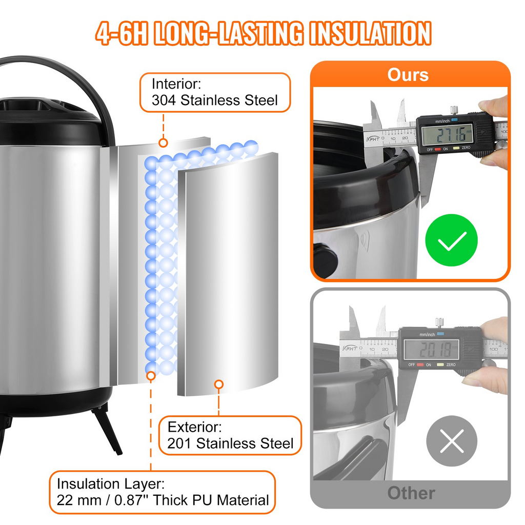Dispensador de bebidas aislado de acero inoxidable VEVOR 2 galones (7,6 litros)