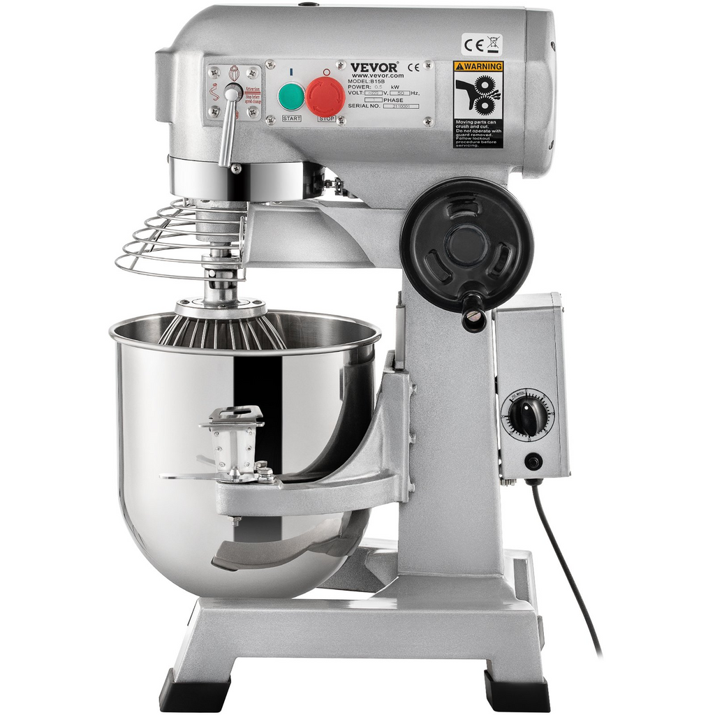 Batidora de mano comercial VEVOR de 15 cuartos con función de temporizador de 500 W con 3 velocidades ajustables 113/184/341 RPM