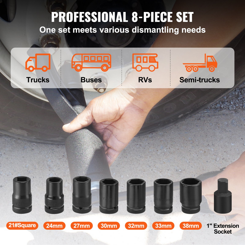 Multiplicador de torsión llave para tuercas de rueda de 1 pulgada extractor de tuercas de rueda de 4800 N.m 1:58 incluye 8 dados (24-38 mm)