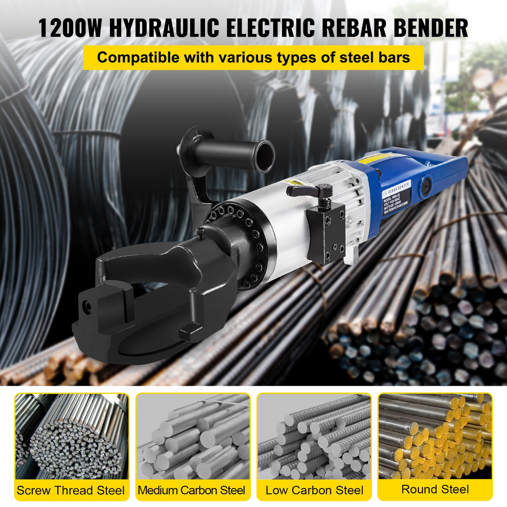 Dobladora de varillas de refuerzo hidráulica eléctrica VEVOR 1,2 KW 0,9 pulgadas 22 mm 110 V