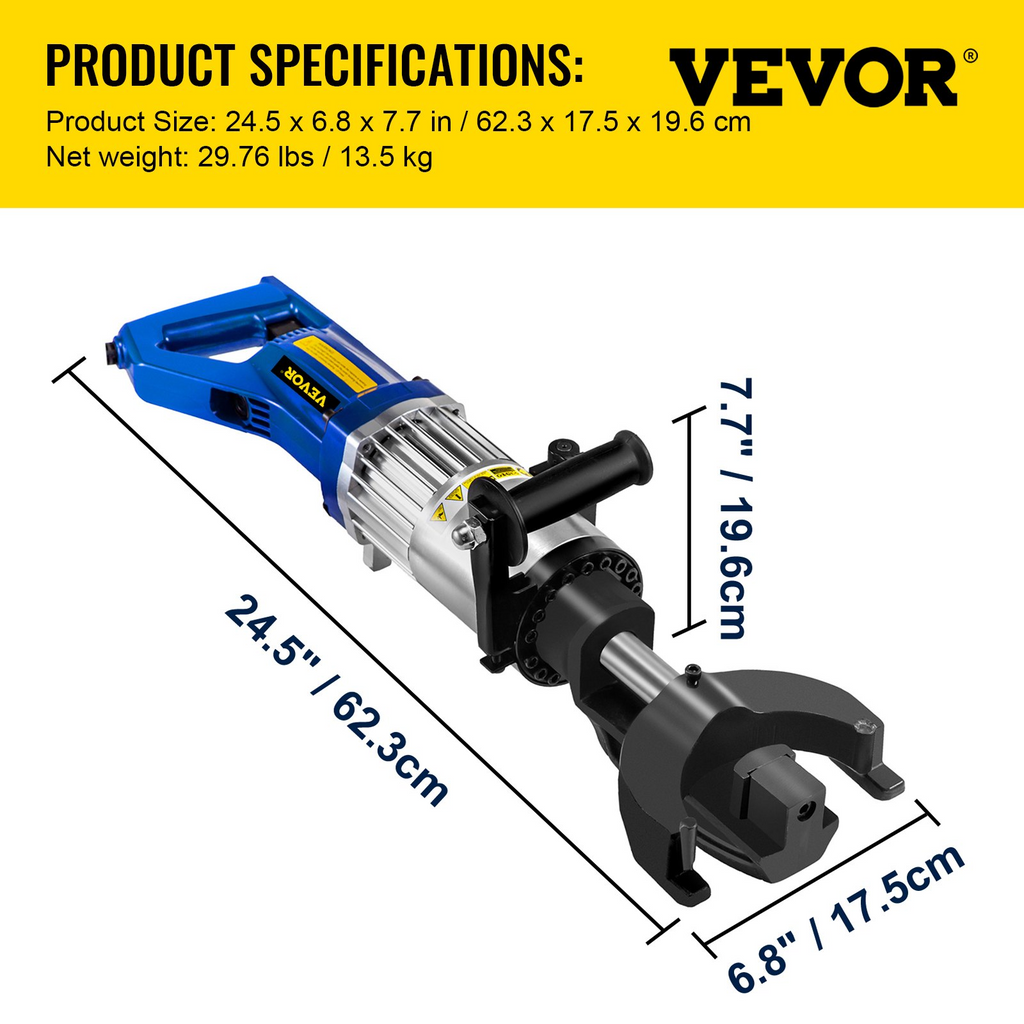 Dobladora de varillas de refuerzo hidráulica eléctrica VEVOR 1,2 KW 0,9 pulgadas 22 mm 110 V