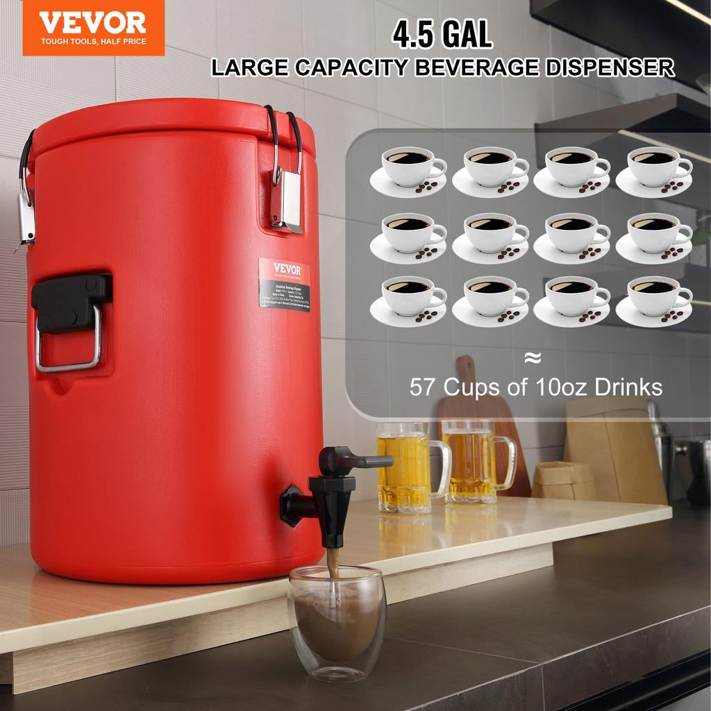 Dispensador de bebidas aislado de acero inoxidable VEVOR 4,5 galones (17,2 litros)