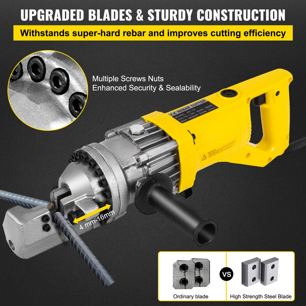 Cortadora de varillas de refuerzo hidráulica eléctrica 900 W portátil para cortar varillas de refuerzo de 5/8" y 16 mm n.º 5 en 3 segundos 110 V