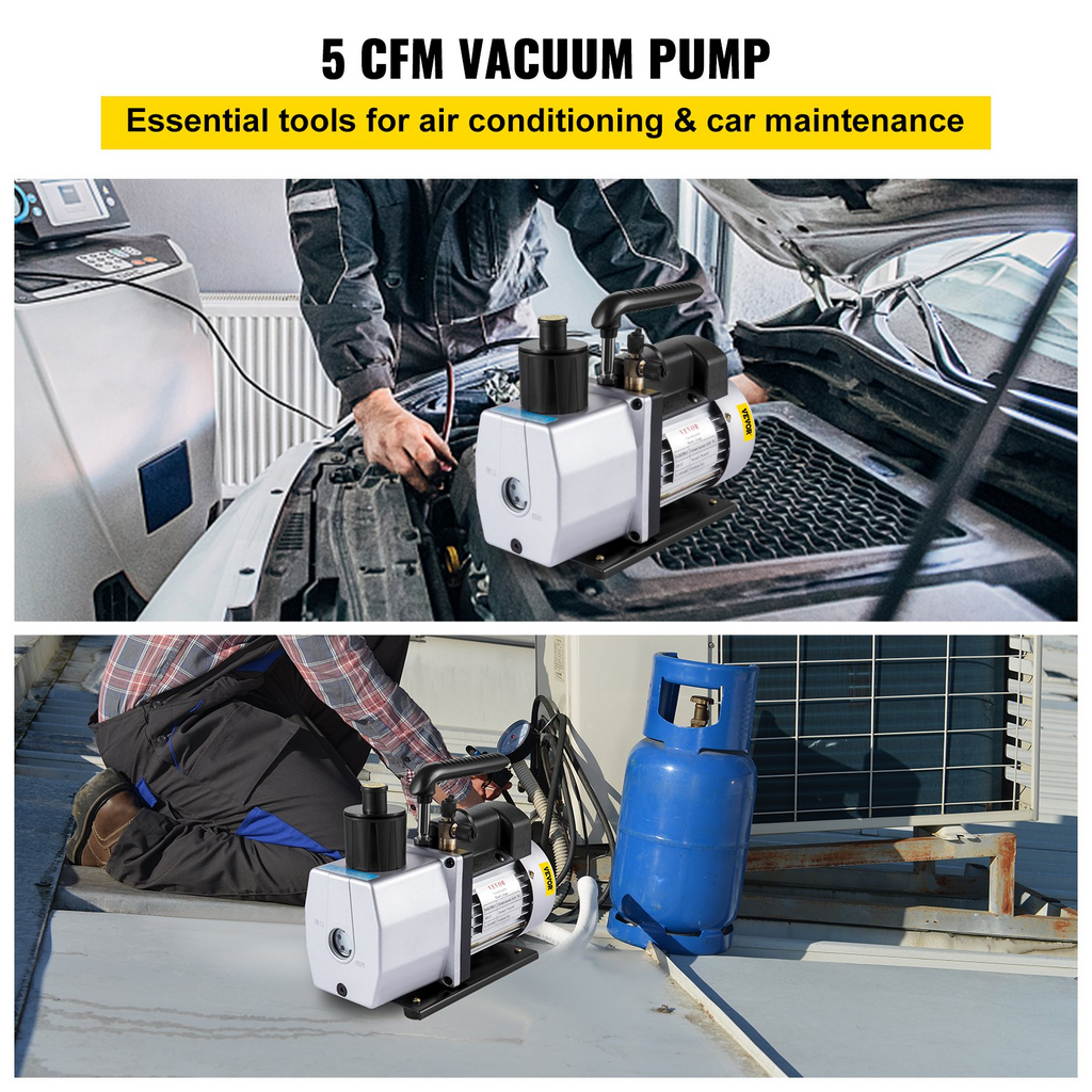 Bomba de vacío VEVOR de 5 CFM herramienta de aire acondicionado de 1/2 HP 2 etapas 110v JH2