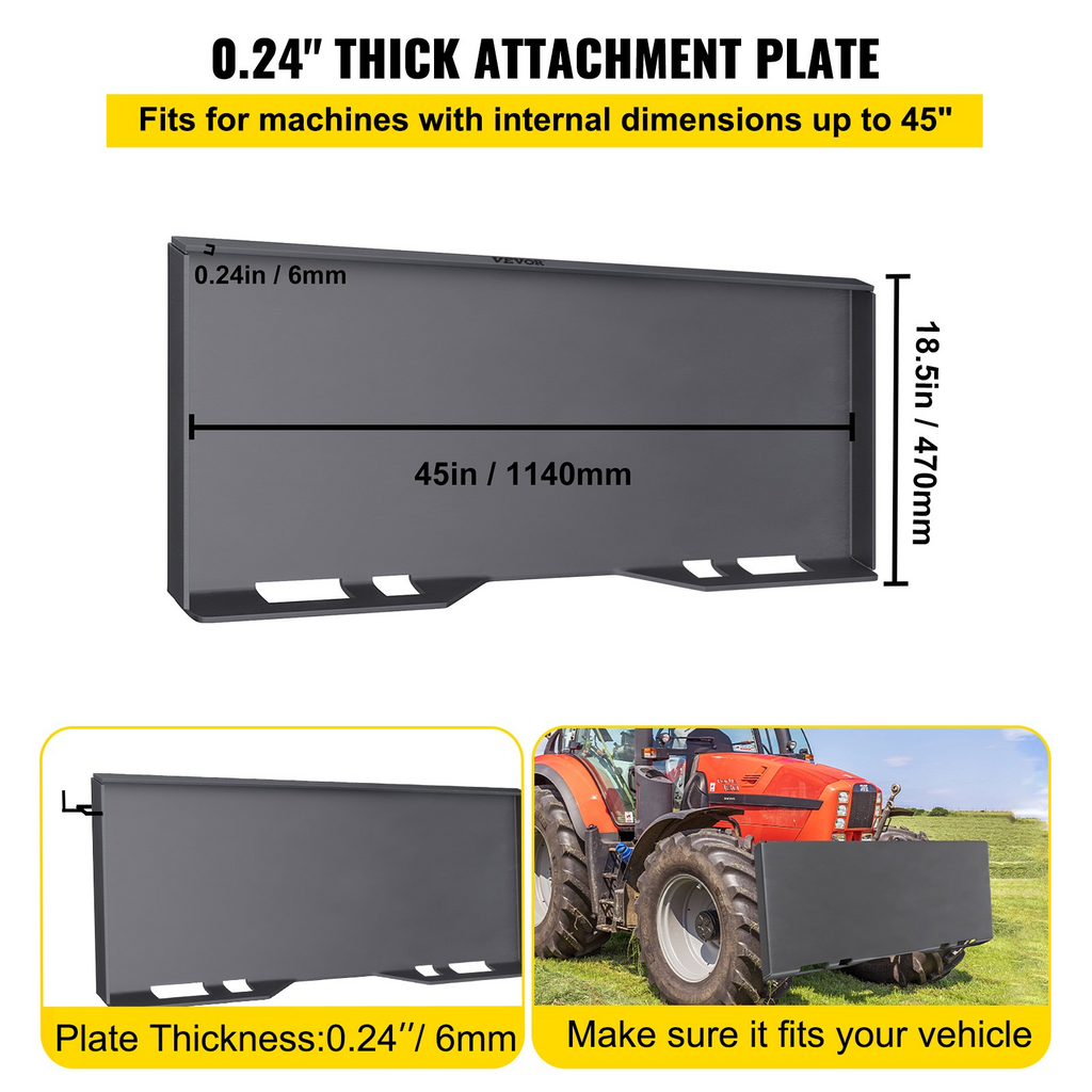 Placa de montaje para mini cargadora VEVOR con 3 varillas de soldadura adicionales (1/4")