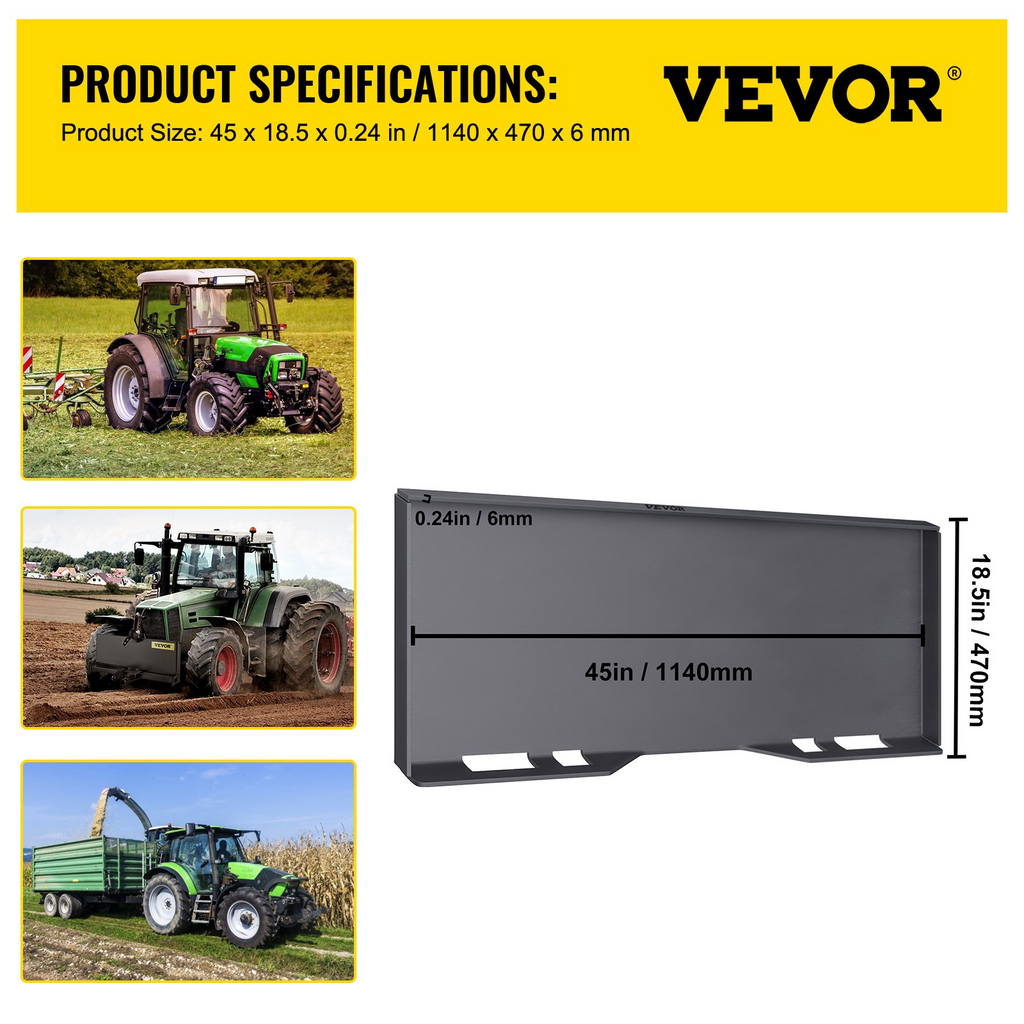 Placa de montaje para mini cargadora VEVOR con 3 varillas de soldadura adicionales (1/4")