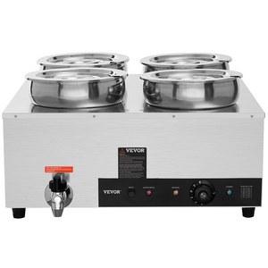Calentador de sopa eléctrico VEVOR cuatro ollas redondas de acero inoxidable de 7,4 cuartos de galón temperatura ajustable de 86 a 185 °F de 1500 W
