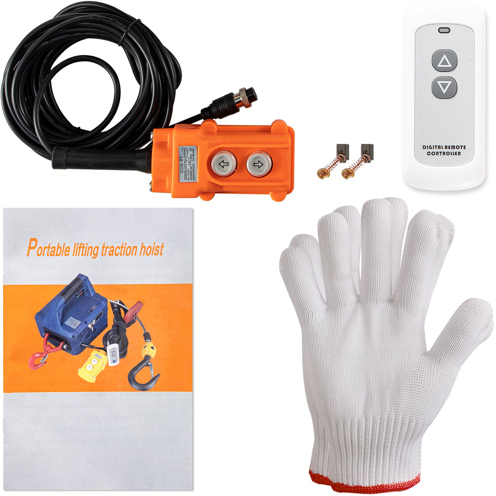 Polipasto eléctrico 3 en 1 VEVOR de 1100 libras de 1500 W y 110 V altura de elevación de 25 pies