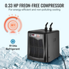 Enfriador de acuario VEVOR 110 galones 416 L hidropónico de 1/3 HP compresor de refrigeración silencioso para agua de mar y agua dulce