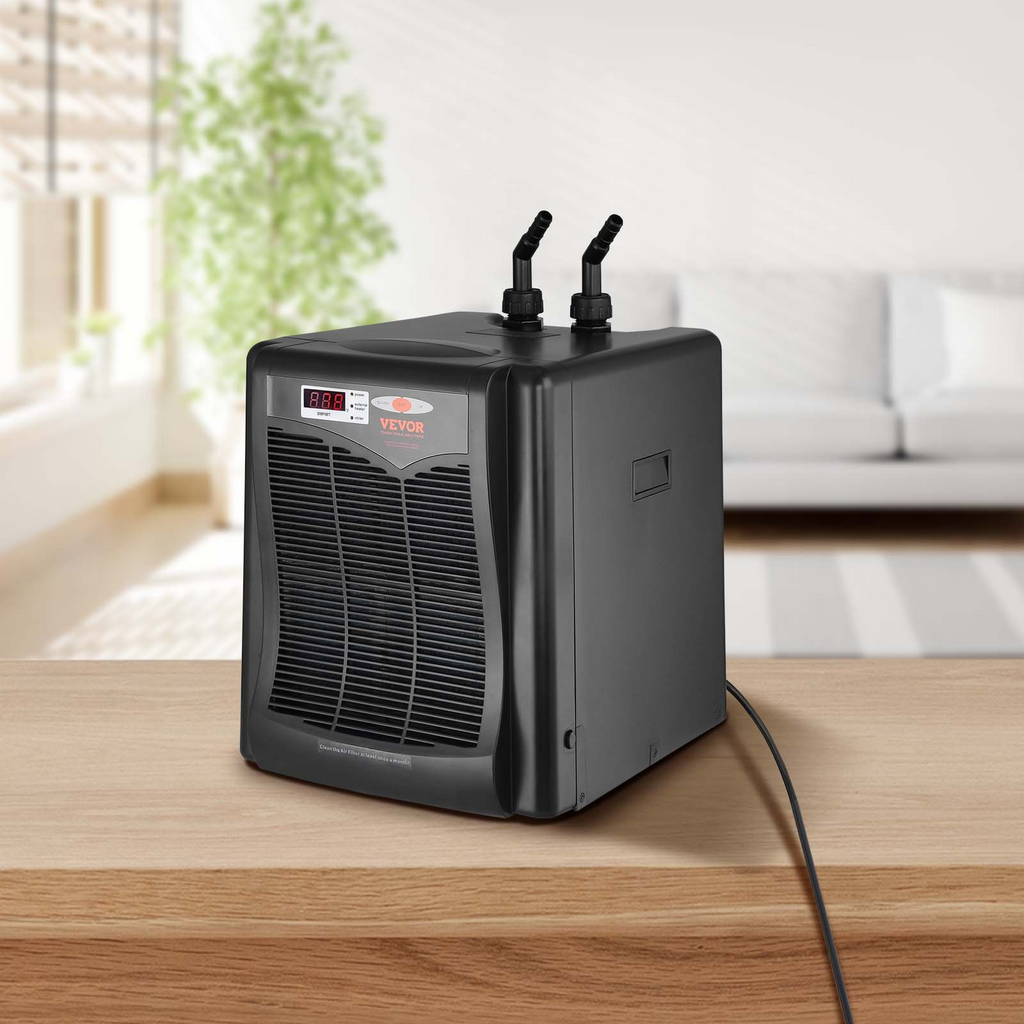 Enfriador de acuario VEVOR 110 galones 416 L hidropónico de 1/3 HP compresor de refrigeración silencioso para agua de mar y agua dulce