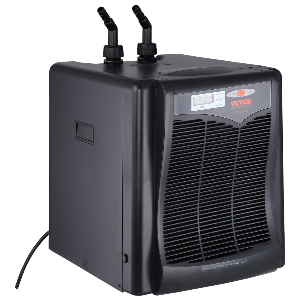 Enfriador de acuario VEVOR 110 galones 416 L hidropónico de 1/3 HP compresor de refrigeración silencioso para agua de mar y agua dulce