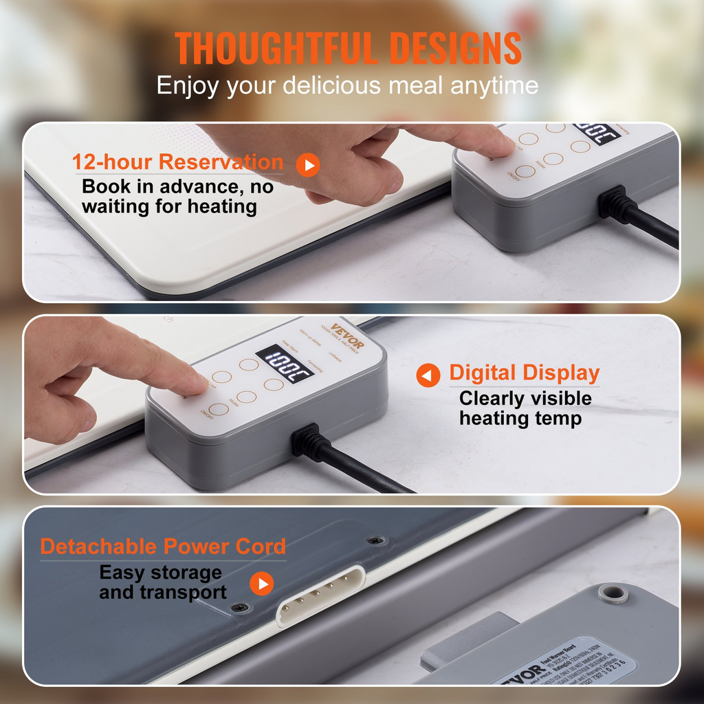 Bandeja calefactora eléctrica VEVOR de láminas laminadas en frío de 18,9" x 10,2" con control de temperatura (35-100 ℃)