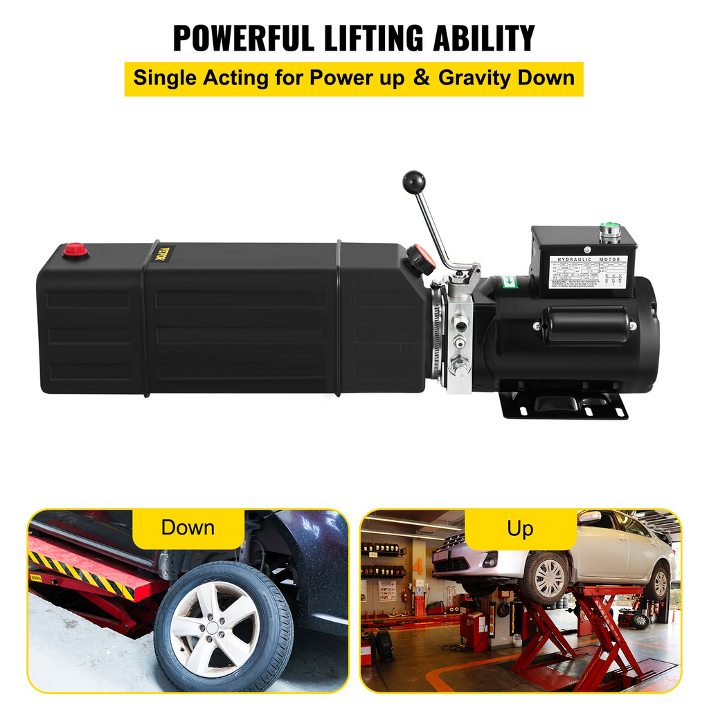 Bomba hidráulica VEVOR de 2950 PSI y 60 Hz, unidad de potencia hidráulica de 3 HP y 220 V, paquete de potencia hidráulica para elevadores de 2 y 4 postes, unidad de potencia hidráulica con depósito de 3,5 galones