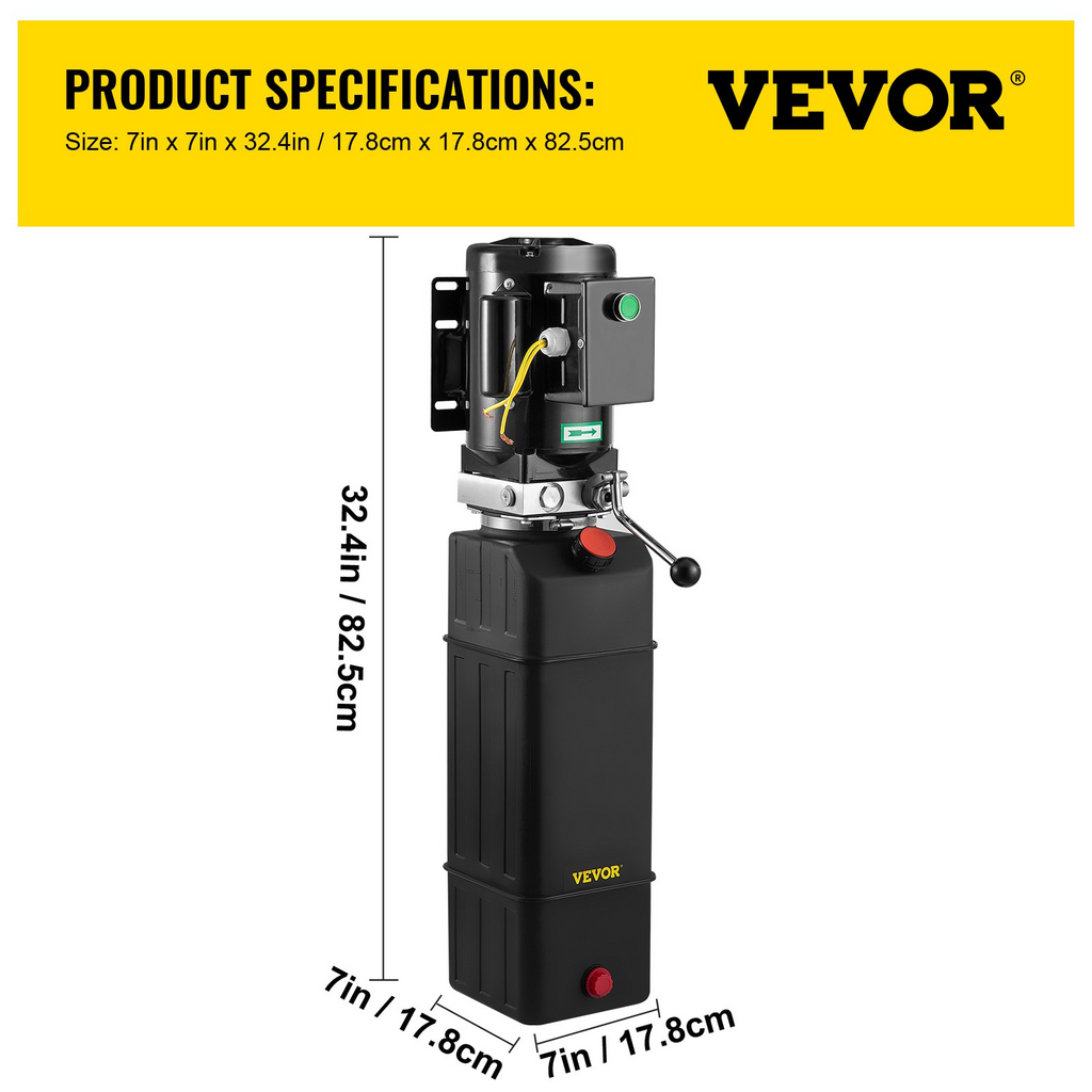 Bomba hidráulica VEVOR de 2950 PSI y 60 Hz, unidad de potencia hidráulica de 3 HP y 220 V, paquete de potencia hidráulica para elevadores de 2 y 4 postes, unidad de potencia hidráulica con depósito de 3,5 galones