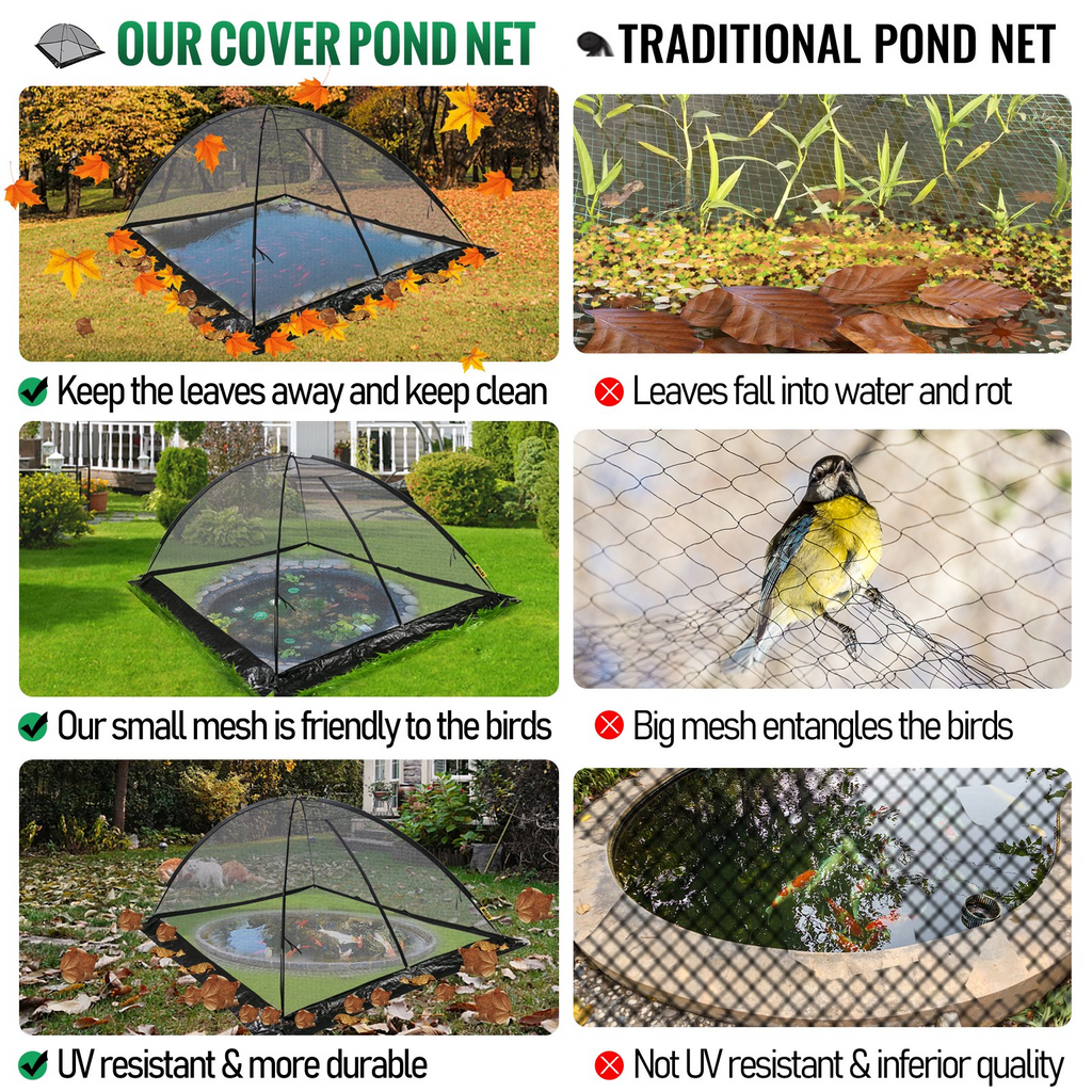 VEVOR - Cúpula para estanque de jardín de 10 x 14 pies red de malla de 1/2 pulgada con cremallera y cuerda de viento