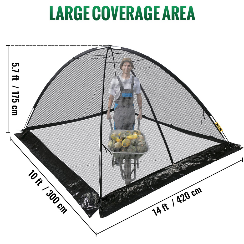 VEVOR - Cúpula para estanque de jardín de 10 x 14 pies red de malla de 1/2 pulgada con cremallera y cuerda de viento