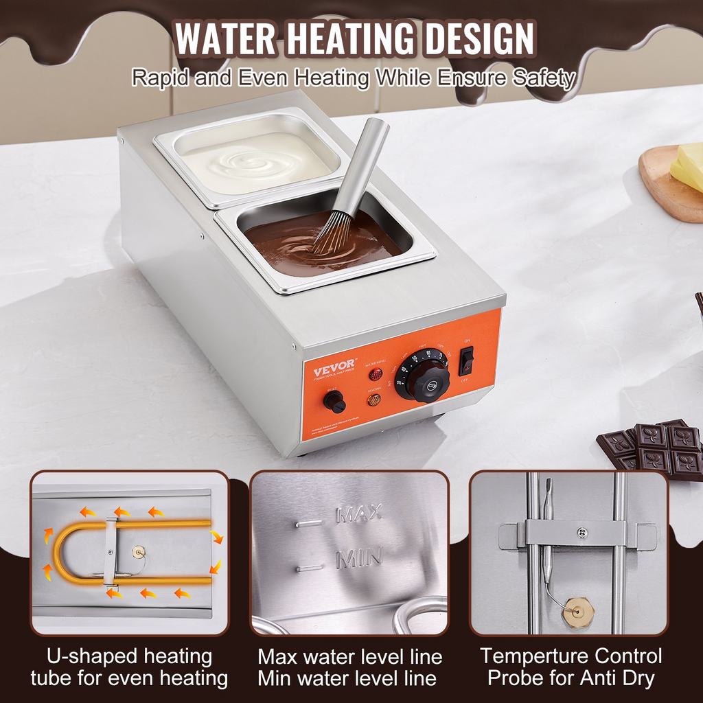 Máquina para templar chocolate VEVOR de 9 libras y 2 tanques con control de temperatura de 86 a 185 ℉