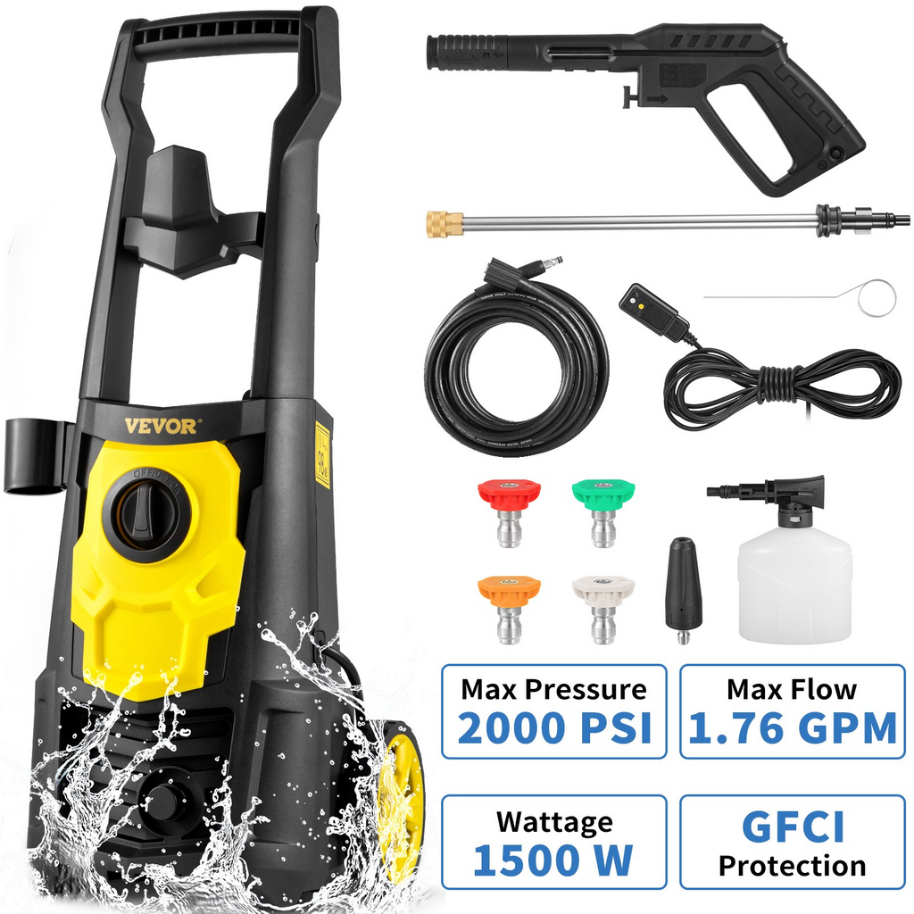 Hidrolavadora eléctrica VEVOR 2000 PSI máx 1,76 GPM con manguera de 30 pies