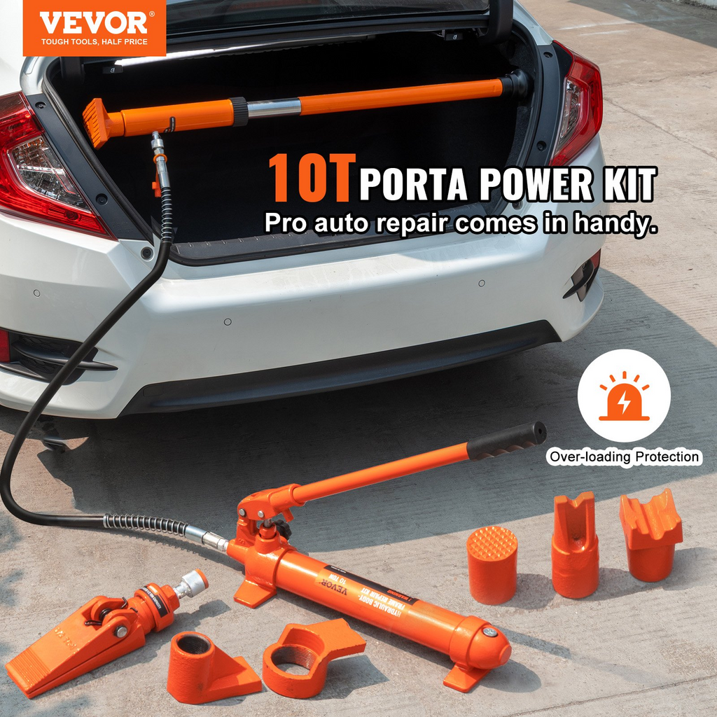 Kit de potencia portátil de 10 toneladas cilindro hidráulico con bomba de 4,6 pies/1,4 m (22 046 libras)