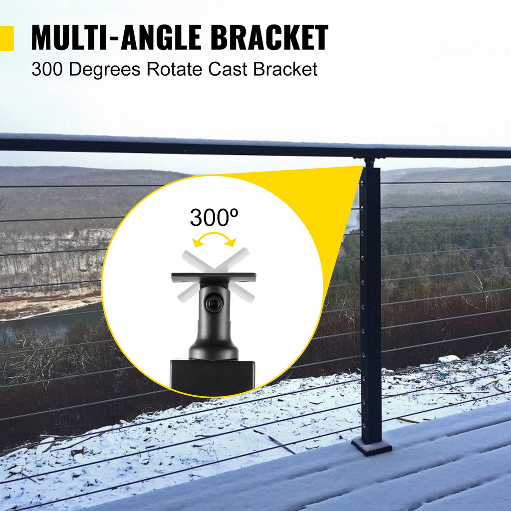 VEVOR Cable Railing Post Level Deck Stair Post 42 x 0.98 x 1.97" Cable Handrail Post Stainless Steel Brushed Finishing Deck Railing Pre-Drilled Pickets with Mounting Bracket Stair Railing Kit Black