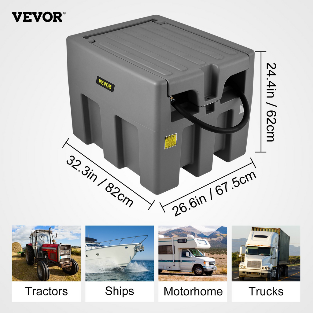 VEVOR Tanque de diésel portátil, capacidad de 58 galones y caudal de 10 GPM, tanque de combustible diésel con bomba de transferencia eléctrica de 12 V y manguera de goma de 13,1 pies, tanque de transferencia diésel