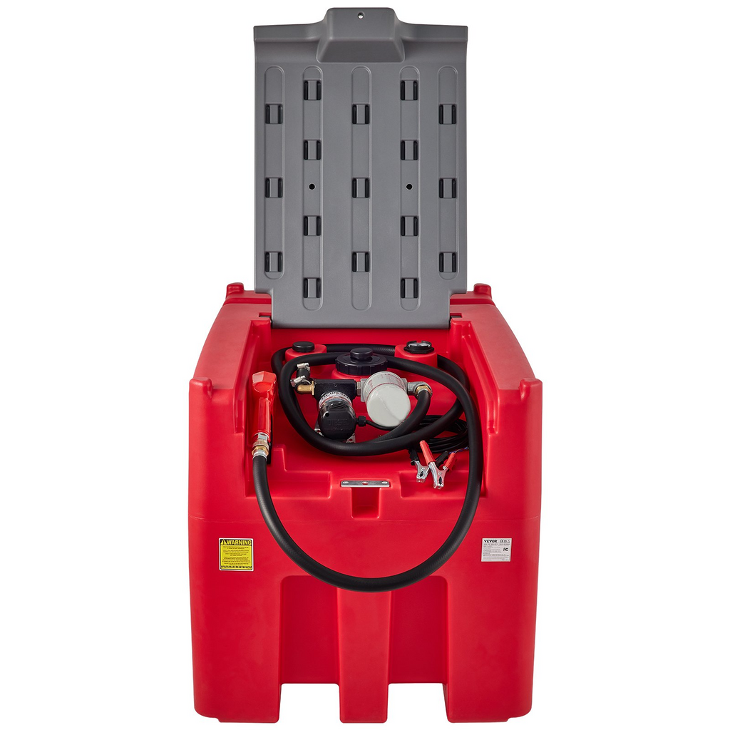 Tanque diésel portátil VEVOR, capacidad de 116 galones y caudal de 10 GPM, tanque de combustible diésel con bomba de transferencia eléctrica de 12 V y manguera de goma de 13,1 pies, tanque de transferencia diésel