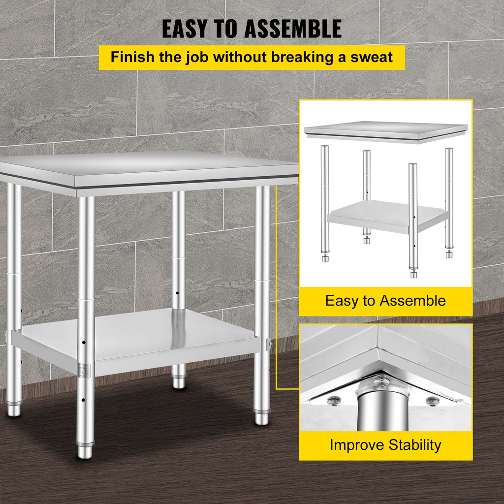 Mesa de trabajo y estación de trabajo comercial VEVOR de 24 x 30 x 32 pulgadas