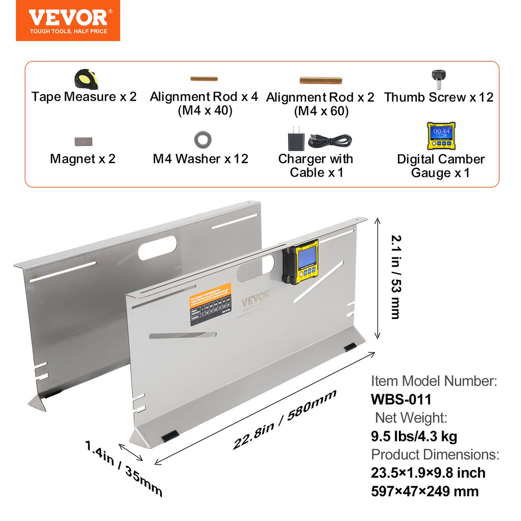 Herramienta de alineación de ruedas VEVOR paquete de 2 placas de puntera