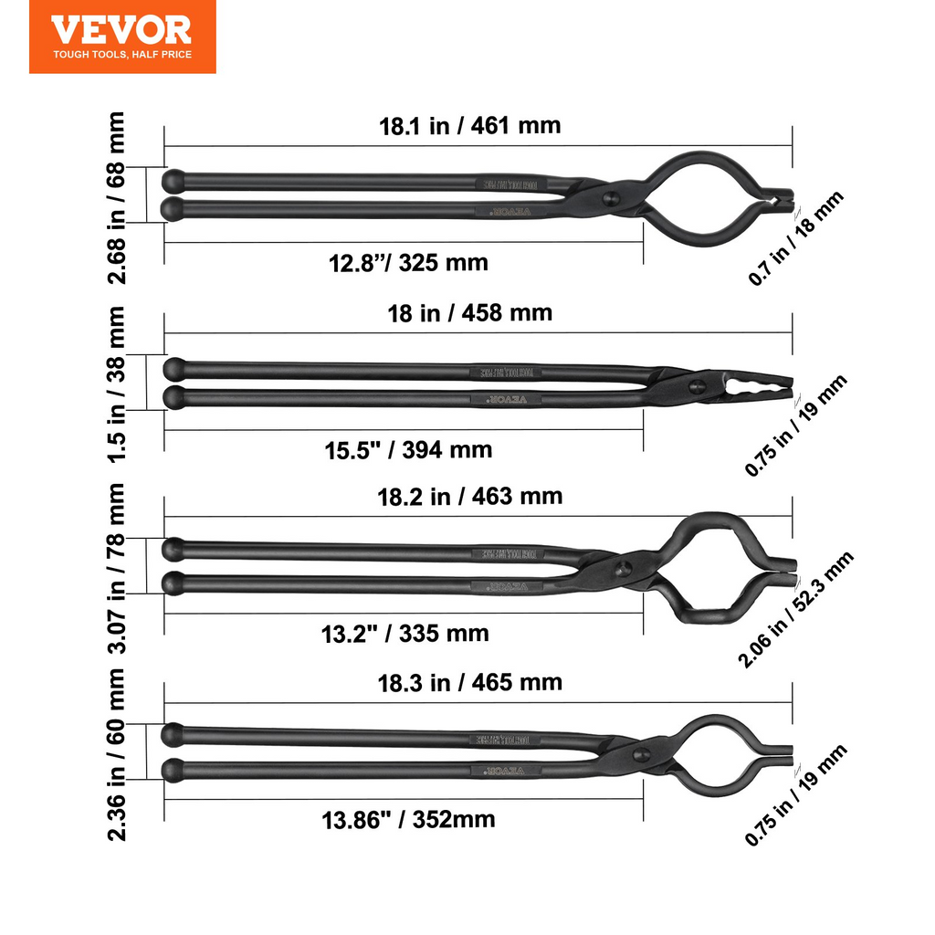 Pinzas de herrero VEVOR 4 piezas de 18" con punta en V con punta en Z