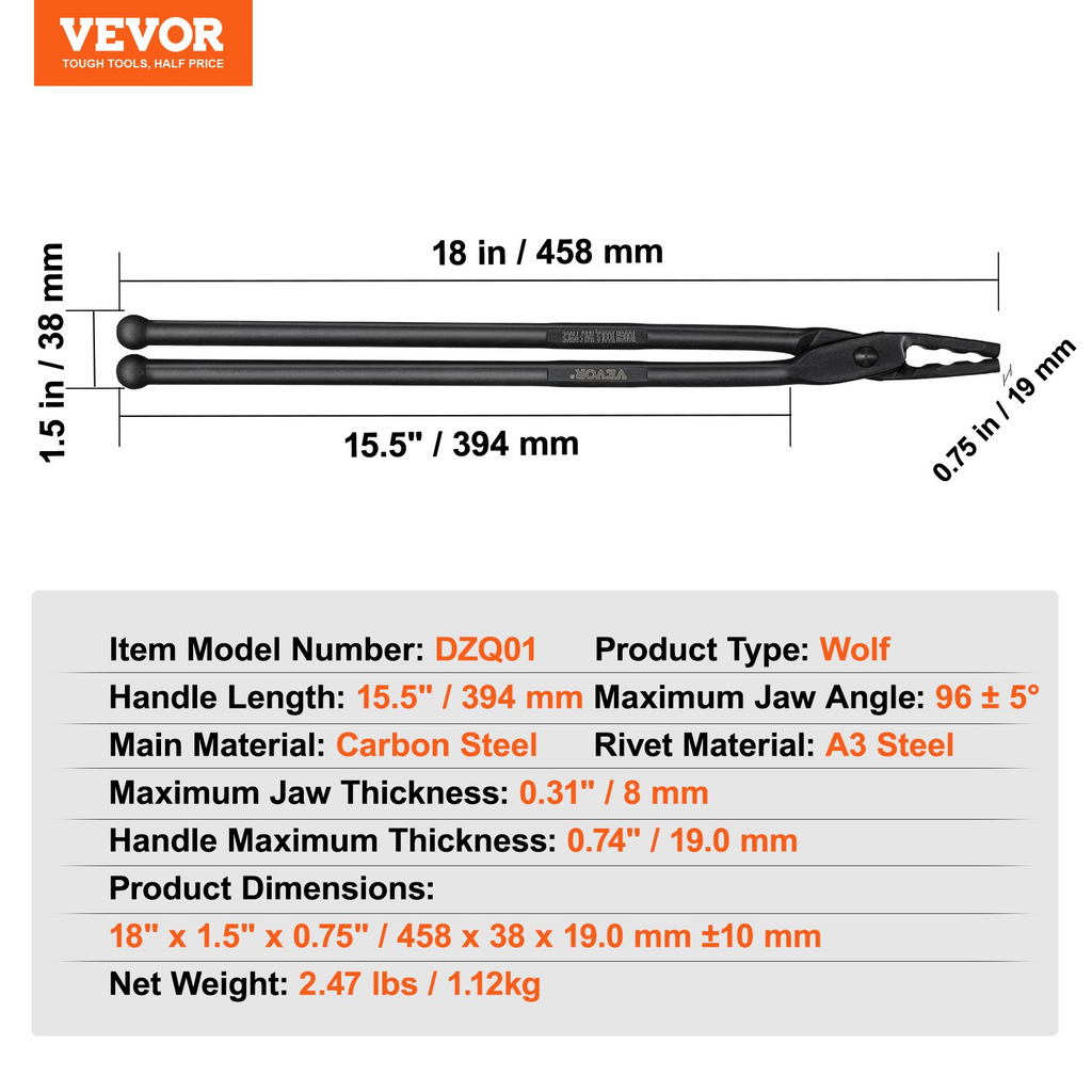 Pinzas de herrero VEVOR de 18"
