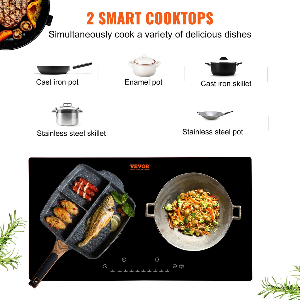 Cocina eléctrica VEVOR 2 quemadores placa de inducción de 24''