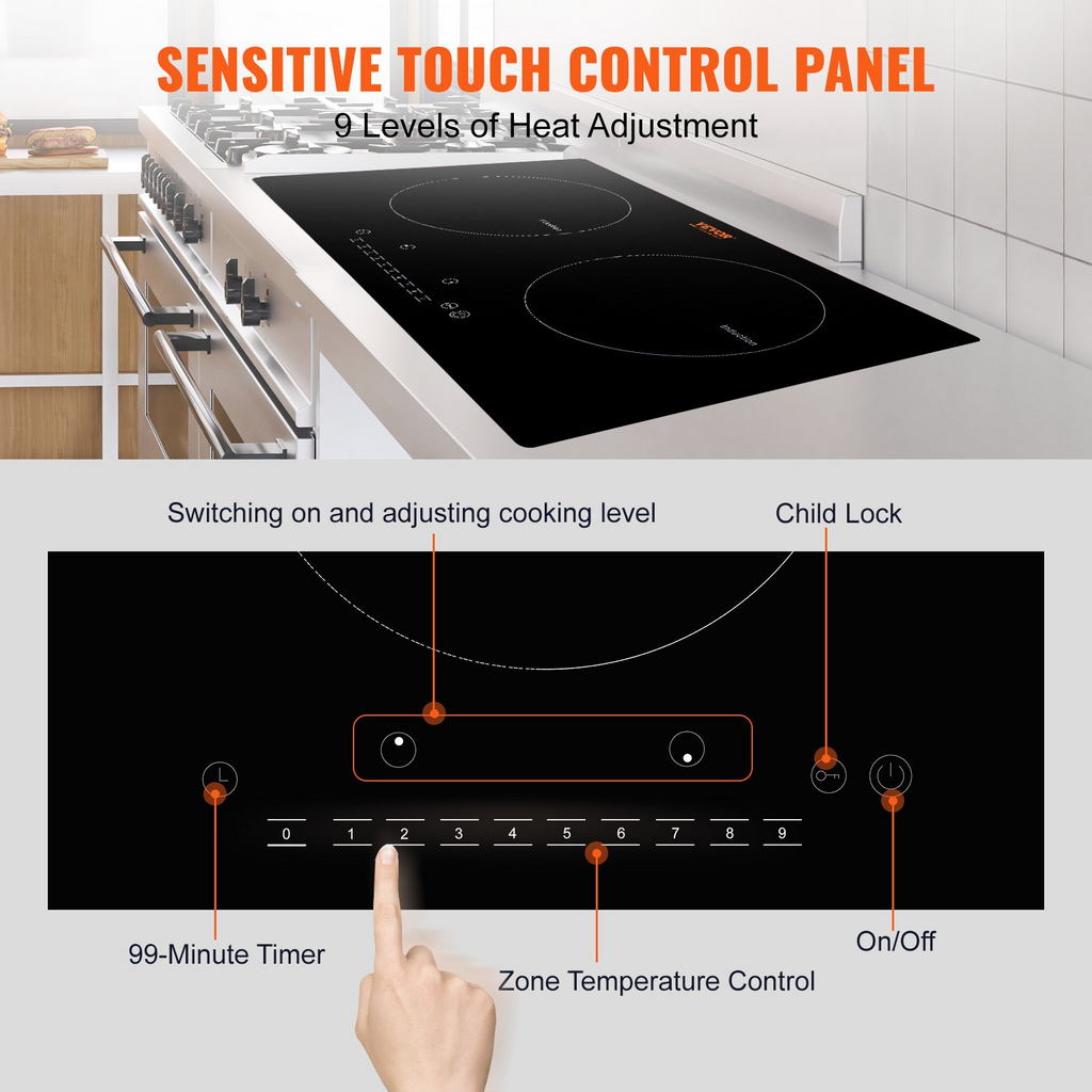 Cocina eléctrica VEVOR 2 quemadores placa de inducción de 24''