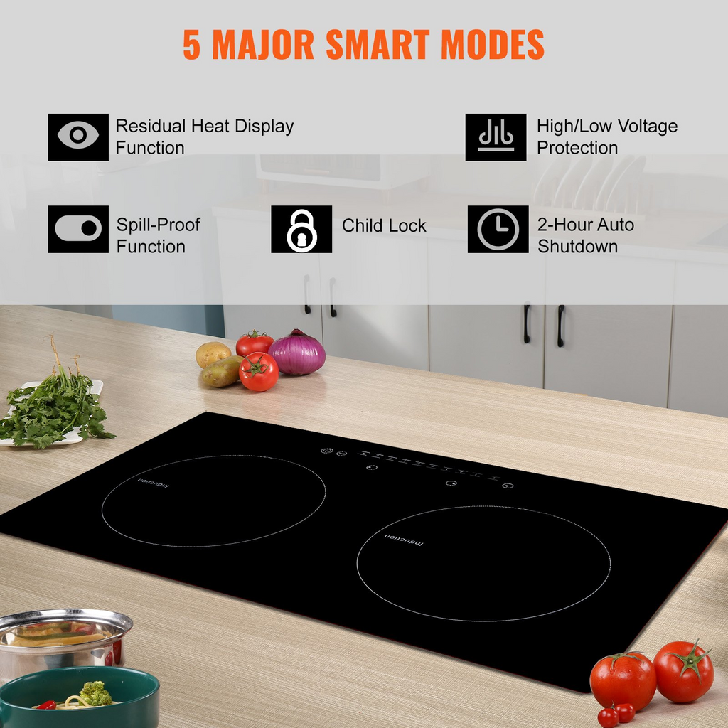 Cocina eléctrica VEVOR 2 quemadores placa de inducción de 24''