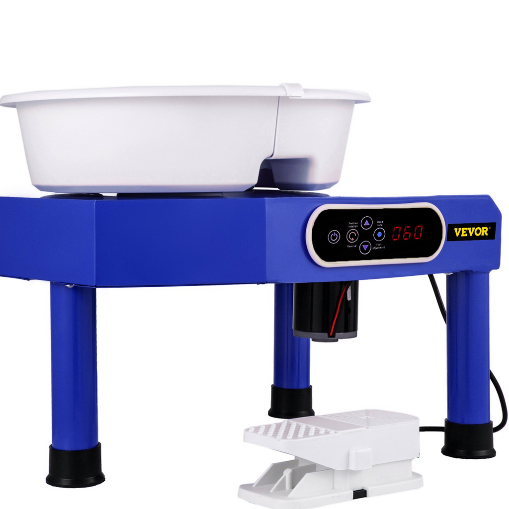 VEVOR torno de alfarería con pantalla táctil LCD de 9,8" herramientas eléctricas de 350 W para esculpir arcilla pedal y cuenco ABS desmontable para adultos y principiantes (azul)