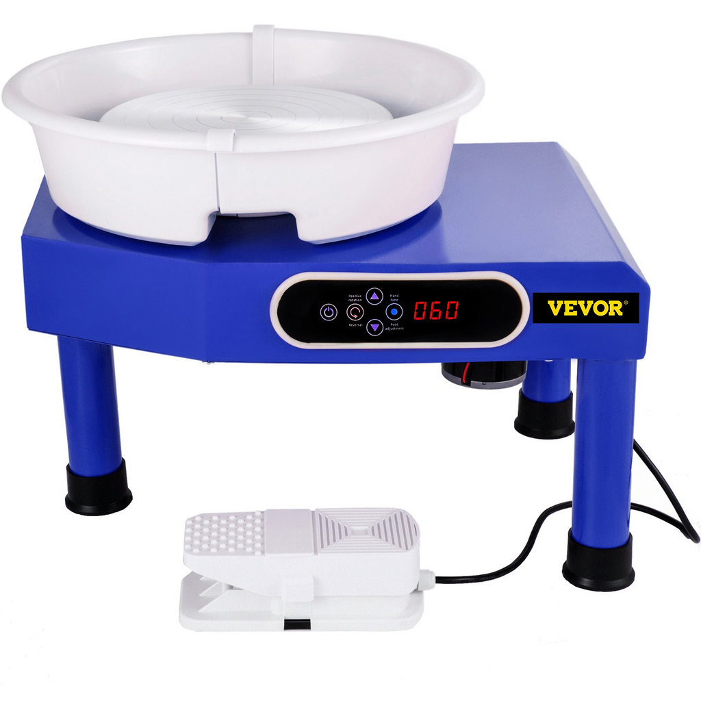 VEVOR torno de alfarería con pantalla táctil LCD de 9,8" herramientas eléctricas de 350 W para esculpir arcilla pedal y cuenco ABS desmontable para adultos y principiantes (azul)