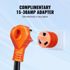 Cable de extensión para vehículos recreativos de 25 pies VEVOR 30 A enchufe hembra NEMA TT-30R enchufe macho NEMA TT-30P con manija con indicador LED
