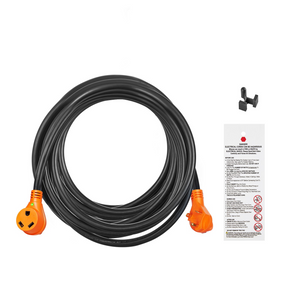 Cable de extensión para vehículos recreativos de 25 pies VEVOR 30 A enchufe hembra NEMA TT-30R enchufe macho NEMA TT-30P con manija con indicador LED