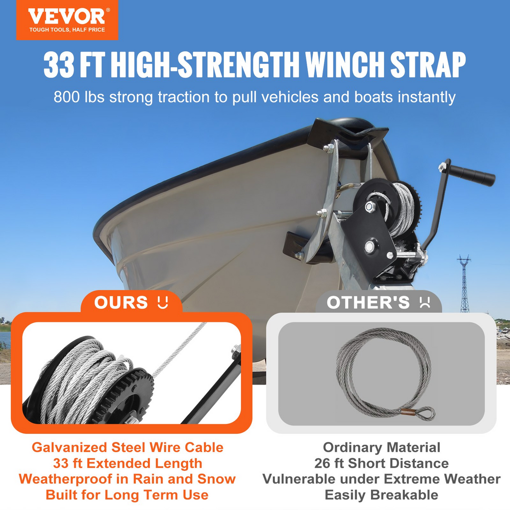 Cabrestante manual VEVOR capacidad de tracción de 800 lb