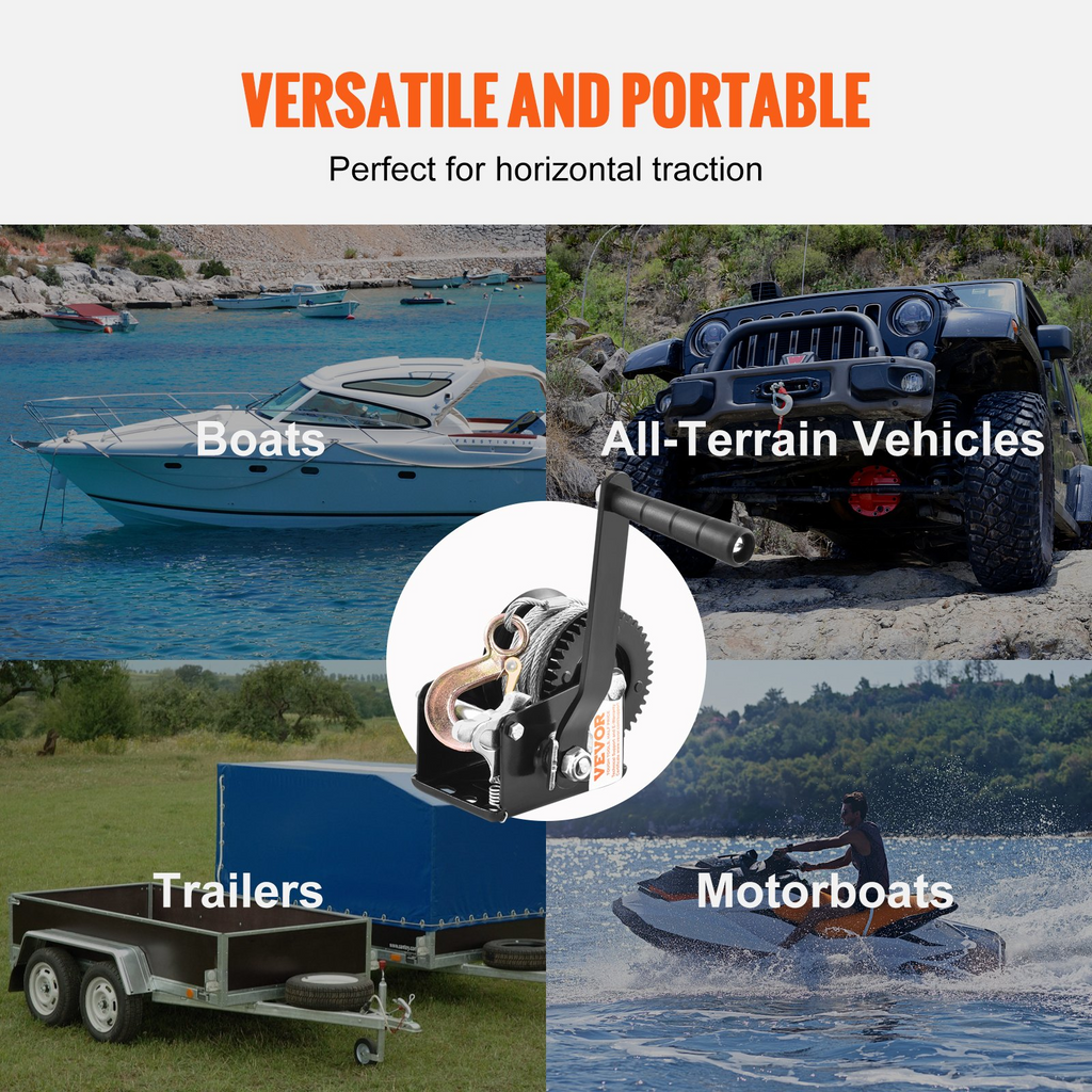 Cabrestante manual VEVOR capacidad de tracción de 800 lb