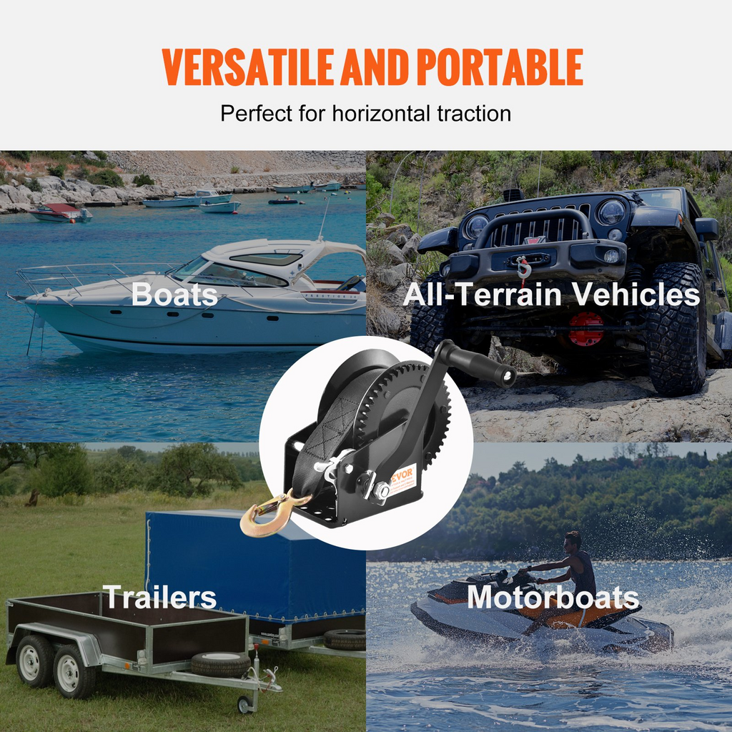 Cabrestante manual VEVOR capacidad de tracción de 1600 lb