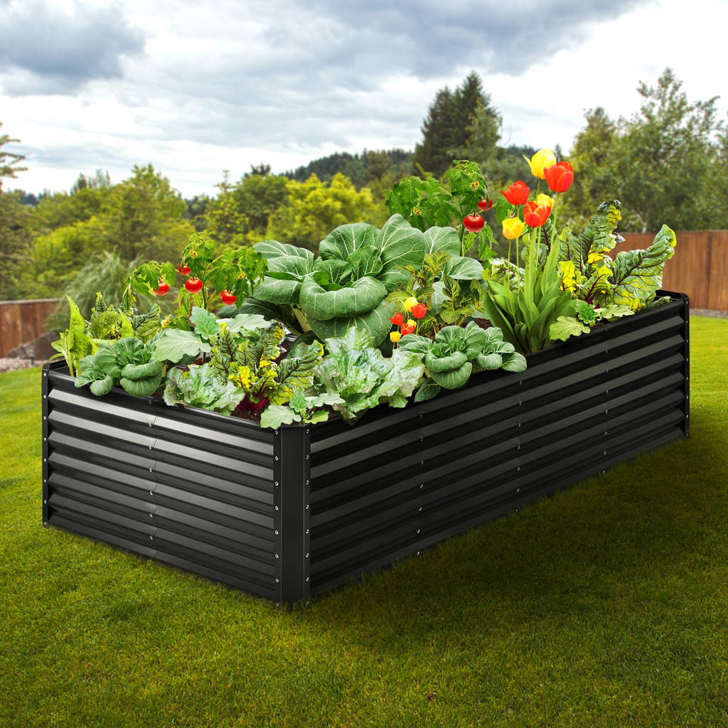 VEVOR - Macetero elevado galvanizado para jardín 249,5 x 120,9 x 59,4 cm