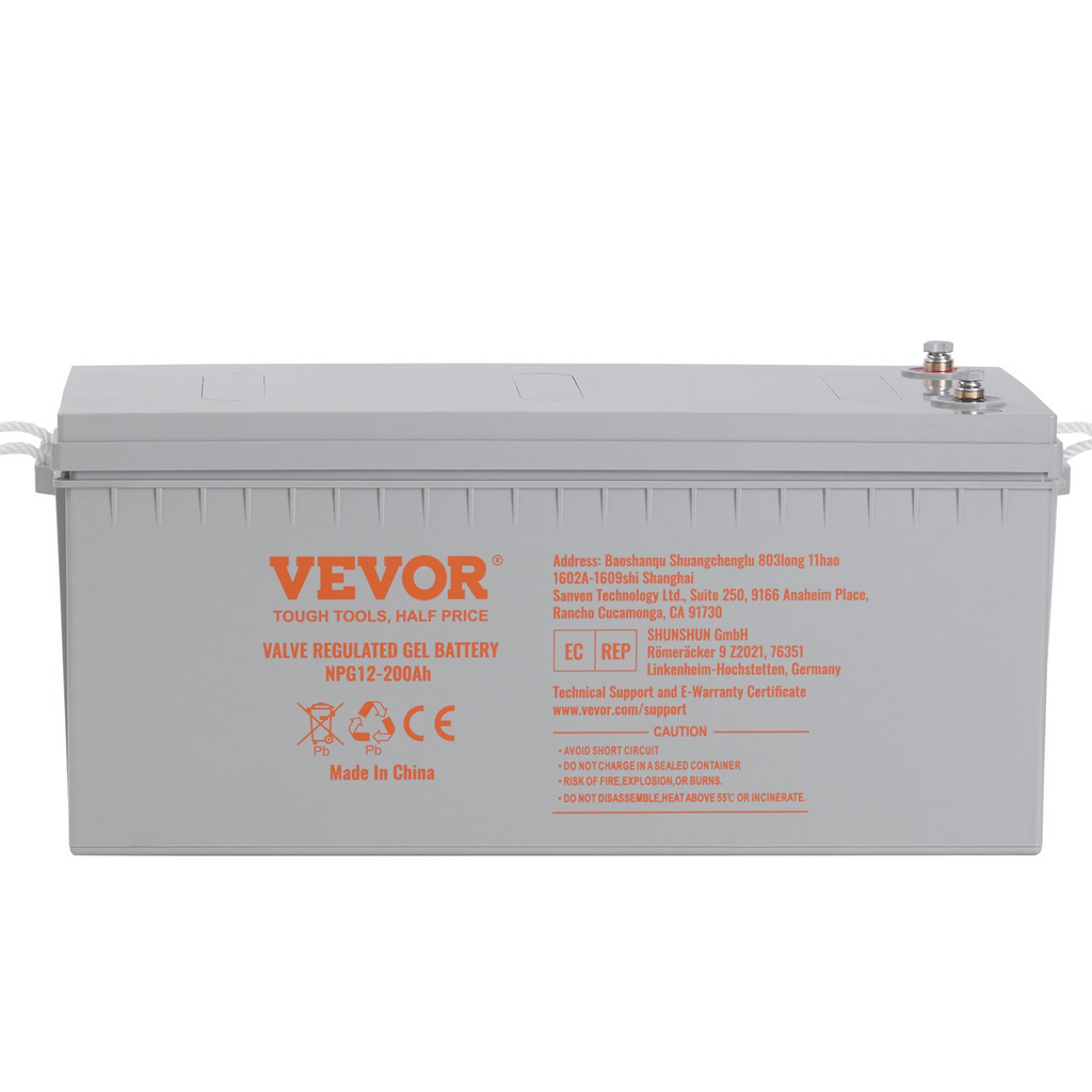 Batería de ciclo profundo VEVOR 12 V 200 AH recargable AGM marina corriente de 1400 A